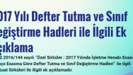 2017 YILI DEFTER TUTMA HADLERİ